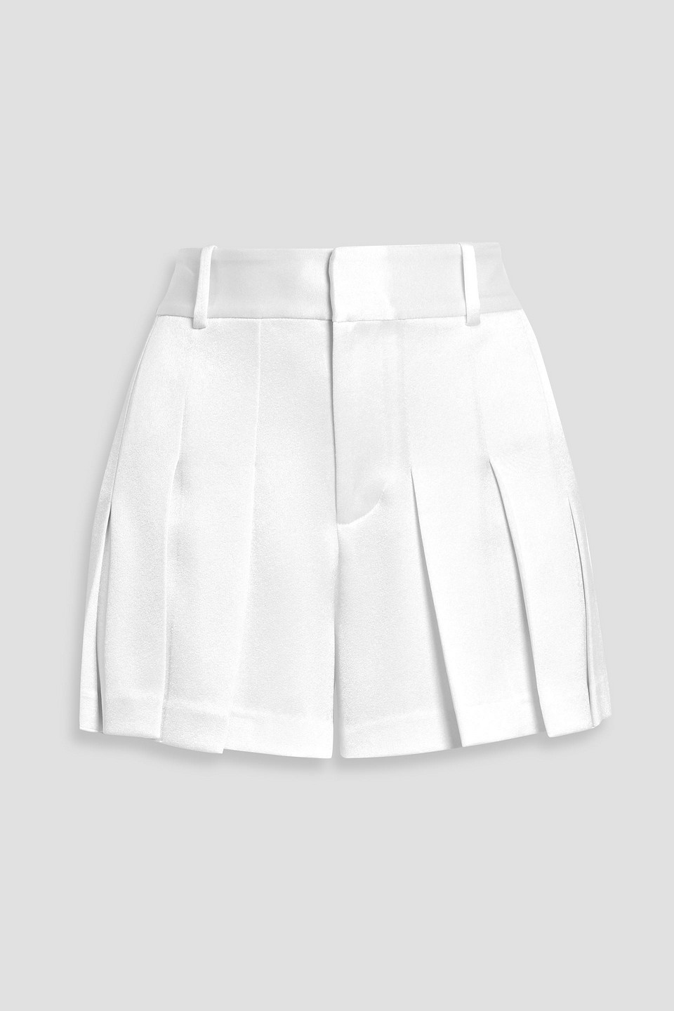 alice olivia - simon pleated crepe shorts - white - us 6