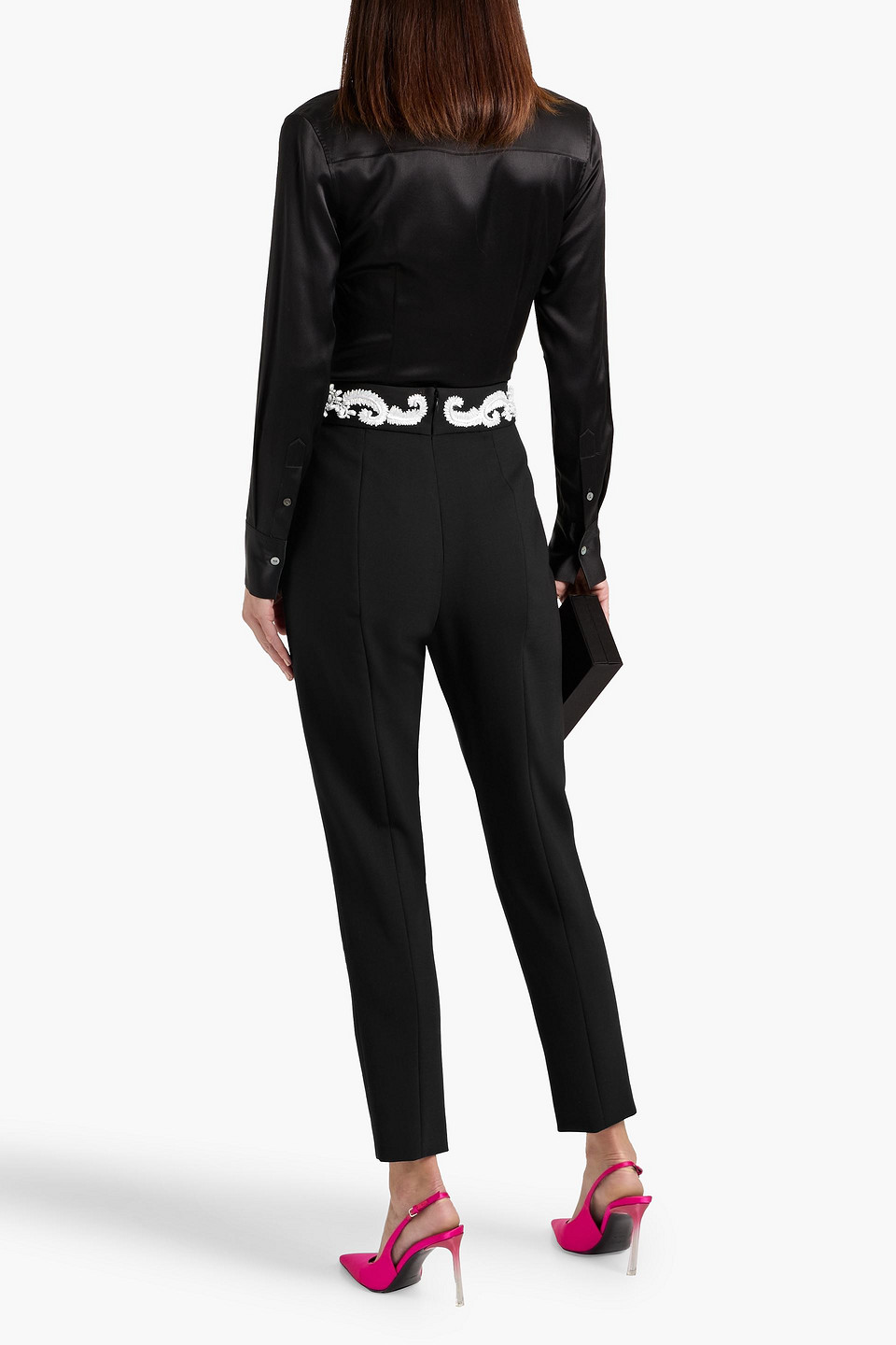  Carolina Herrera - Verzierte Hose Mit Schmalem Bein Aus Crêpe Aus Einer Wollmischung - Schwarz - Us 4 