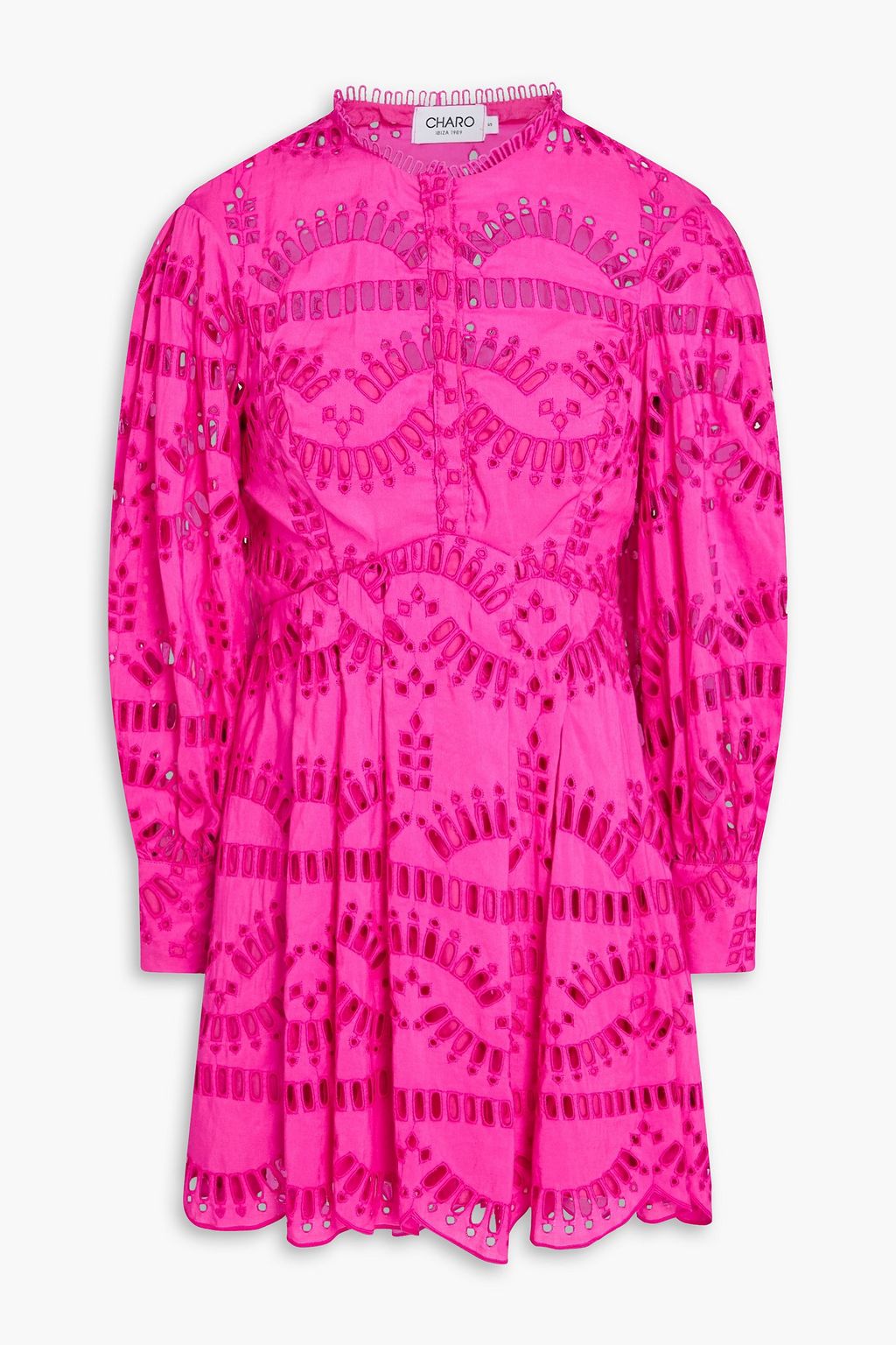 charo ruiz ibiza pink dress Franca broderie anglaise mini dress - bright pink