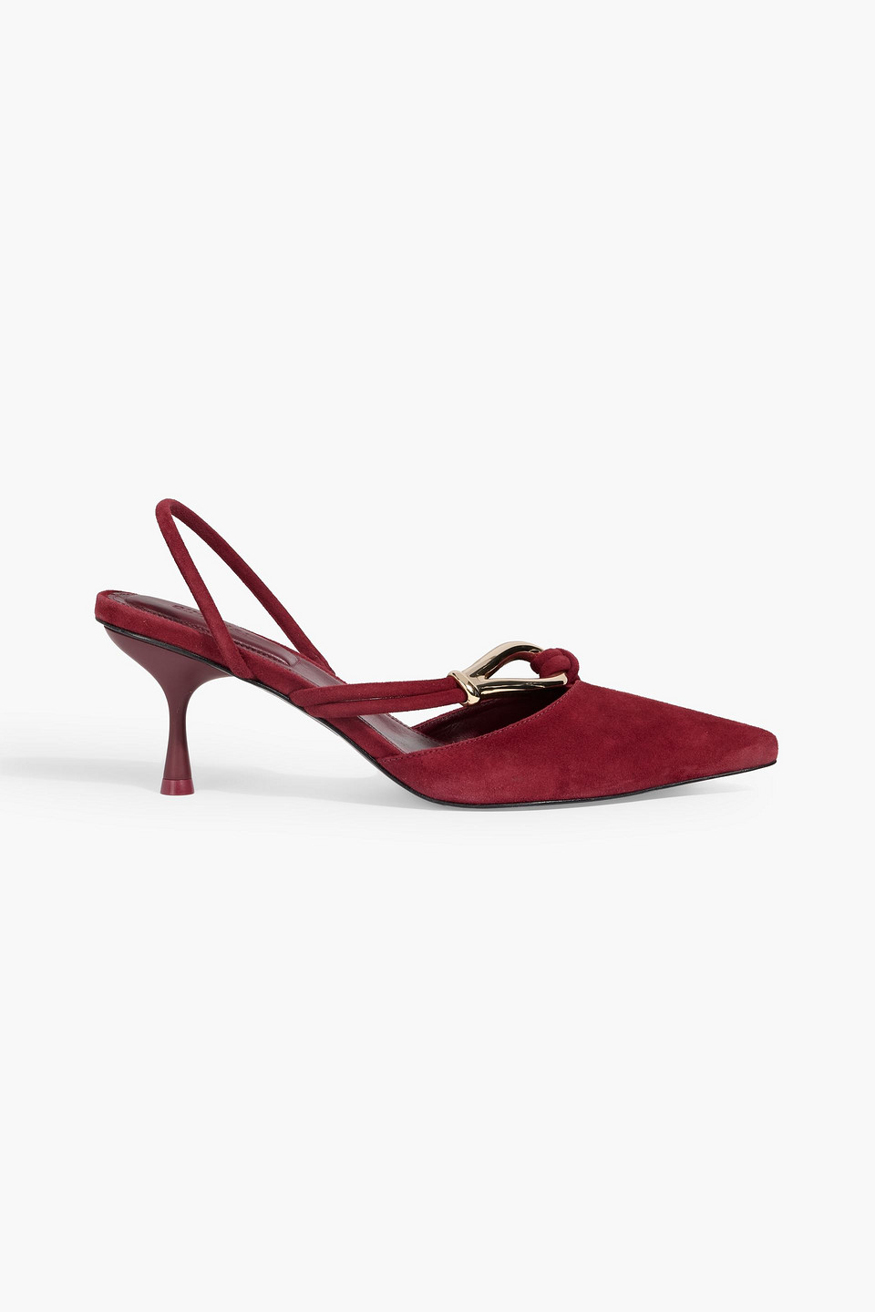 Simkhai Love Knot Embellished Suede Slingback Pumps In Burgundy