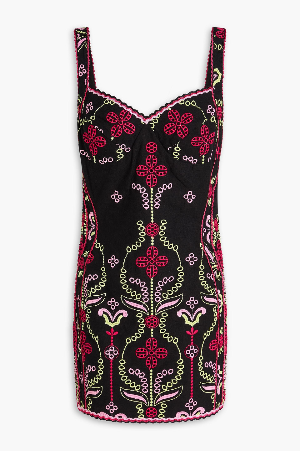 Charo Ruiz Carole Embroidered Cotton-blend Mini Dress In Multi