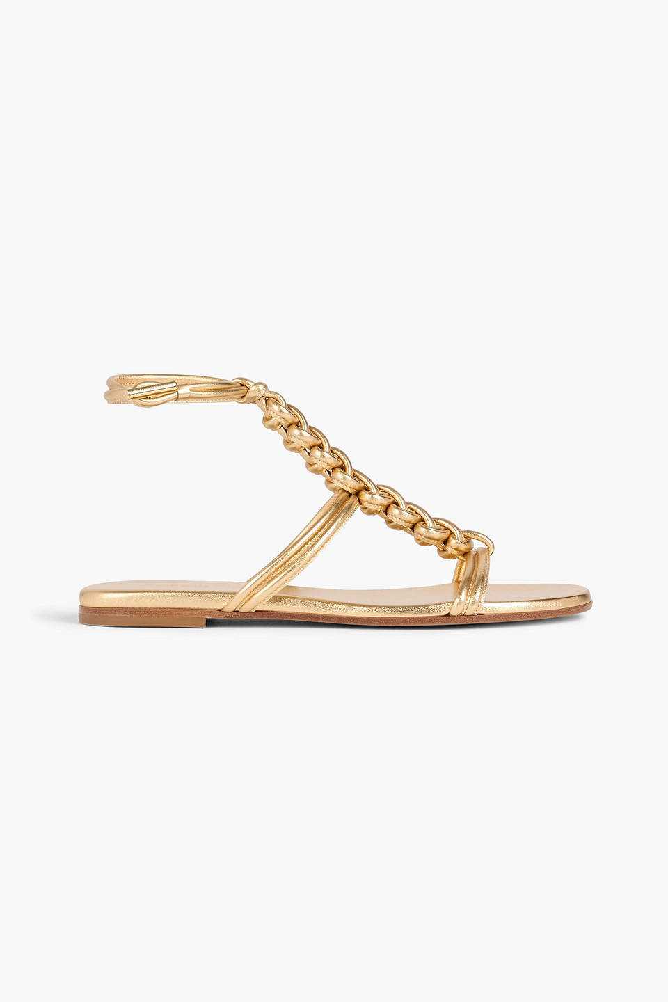 gianvito rossi - capua braided metallic leather sandals - metallic - eu 34