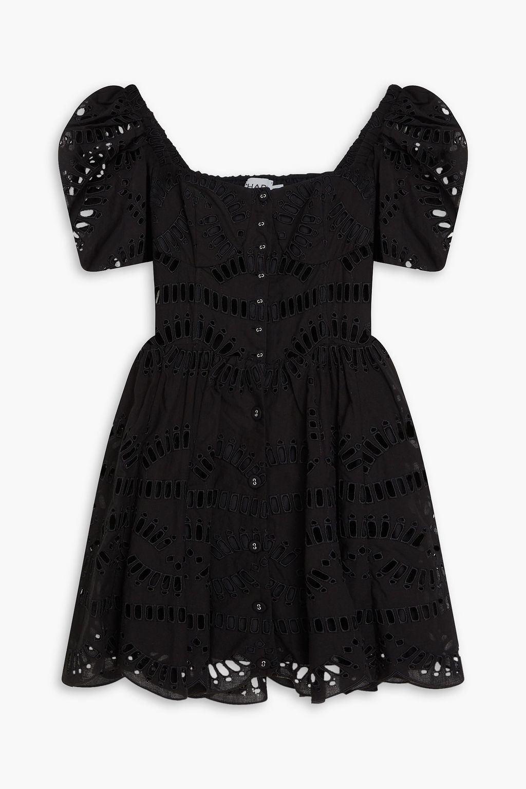 Ayiak broderie anglaise mini dress - black - XS