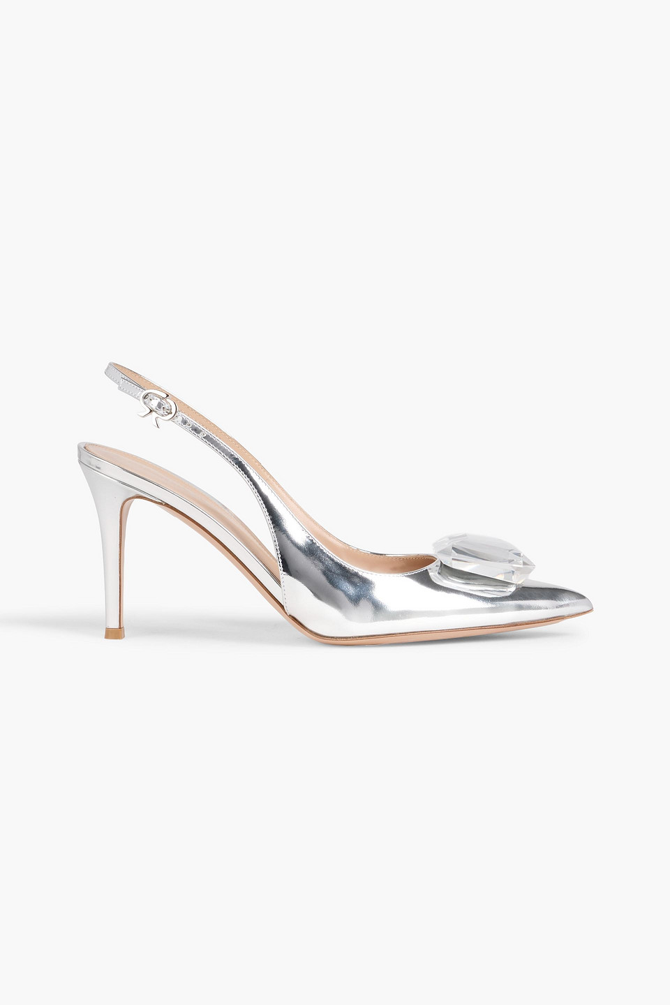 Gianvito Rossi Jaipur Embellished Mirrored-leather Slingback Pumps In Silver
