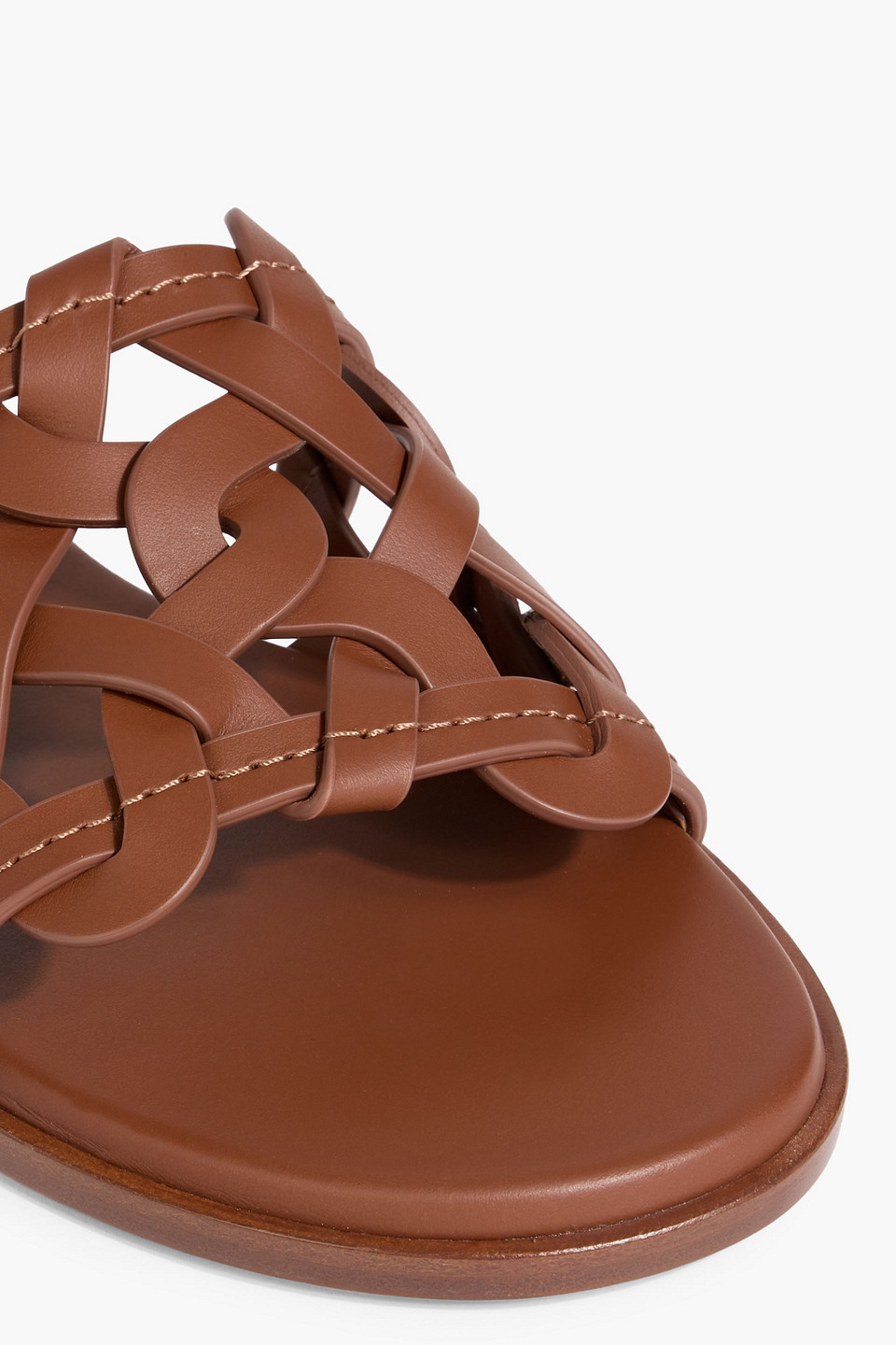 Gianvito Rossi Amalfi Woven Leather Slides In Brown