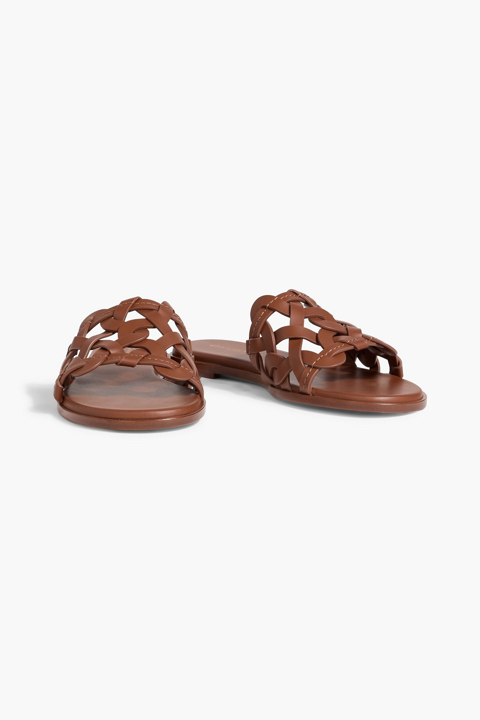 Gianvito Rossi Amalfi Woven Leather Slides In Brown