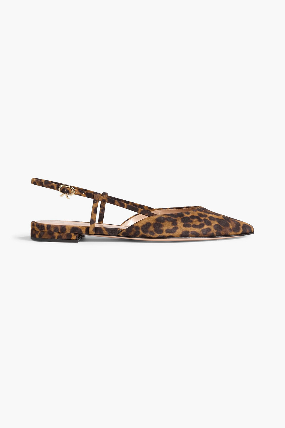 Gianvito Rossi Ascent 05 Leopard-print Suede Point-toe Flats In Black