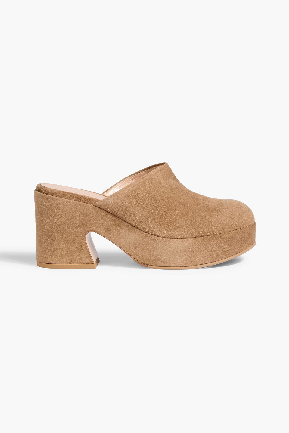 Gianvito Rossi Lyss Suede Platform Clogs In Brown