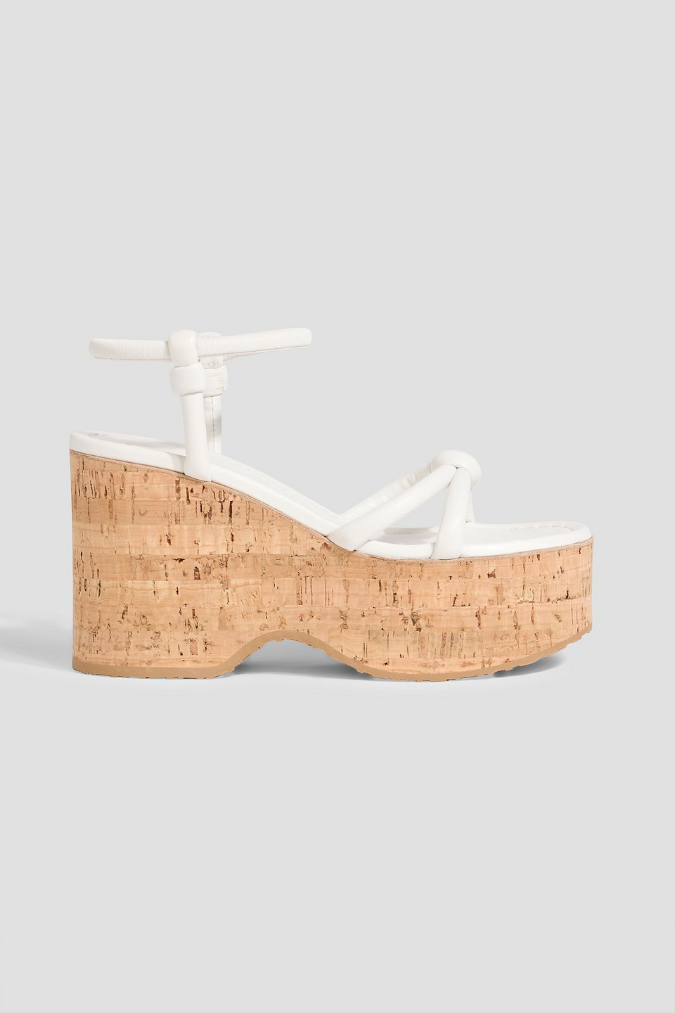 gianvito rossi - alma knotted leather platform sandals - white - eu 39