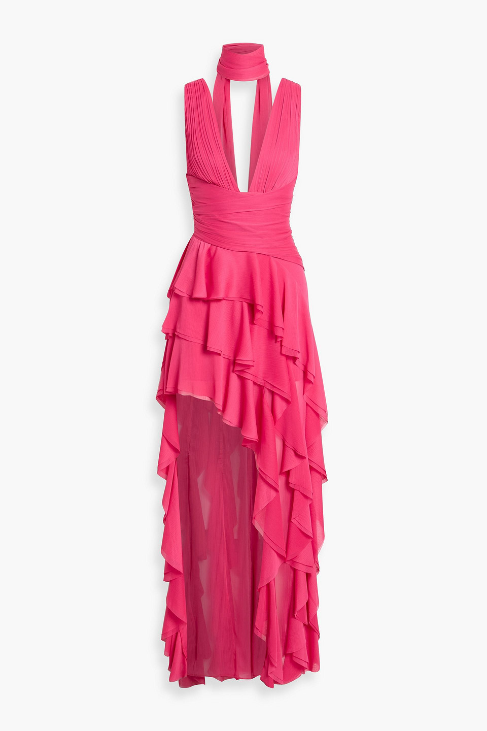 alice olivia - holly asymmetric ruffled crepon dress - pink - us 2