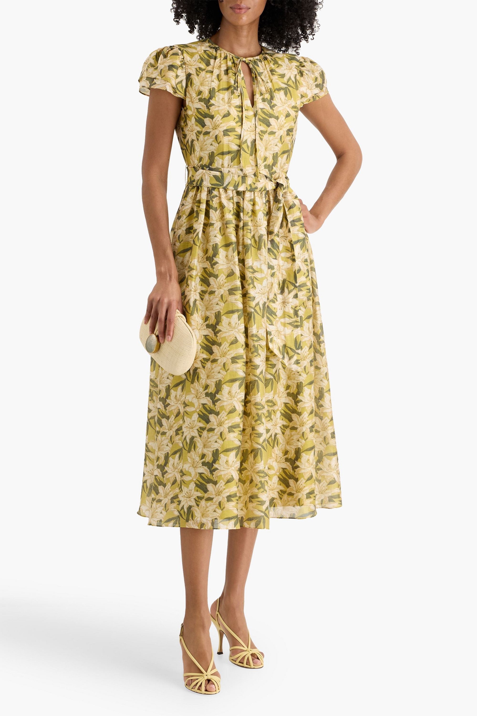 MIKAEL AGHAL Floral-print voile midi dress