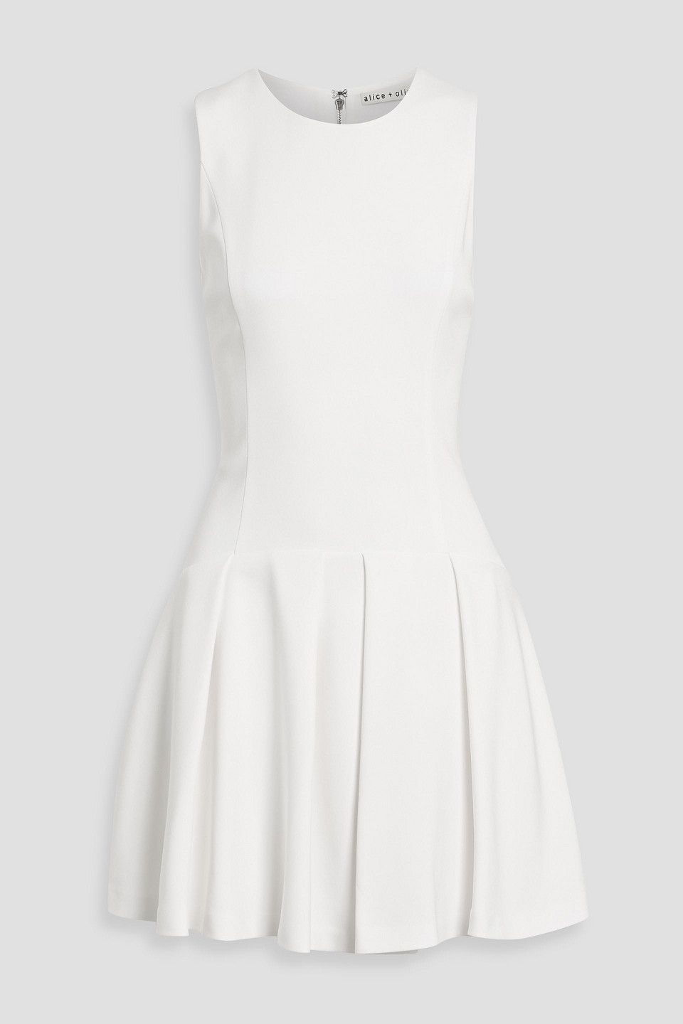 alice olivia - adley pleated crepe mini dress - white - us 8