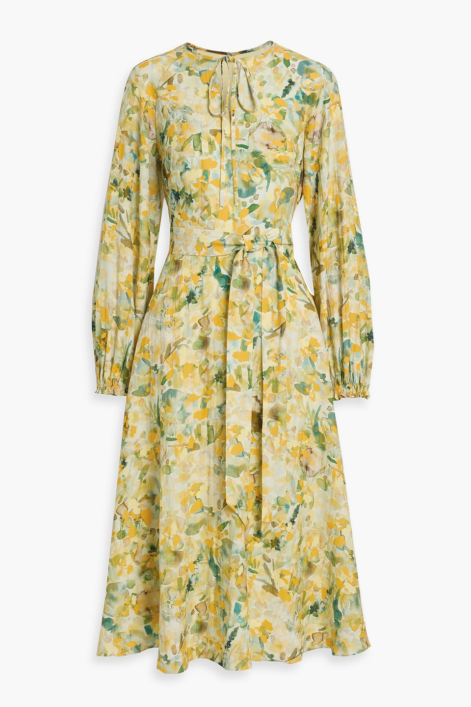 mikael aghal - floral-print voile midi dress - yellow - us 4