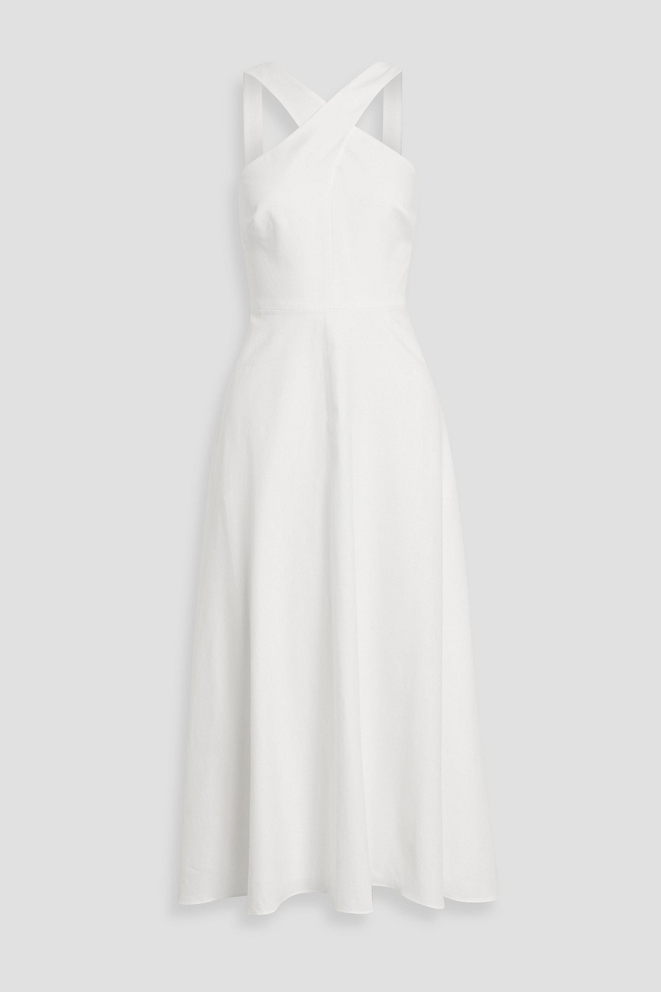 mikael aghal - cotton and linen-blend midi dress - white - us 14