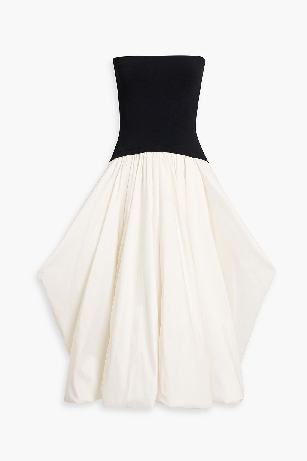 SIMKHAI Cersei strapless ribbed-knit and taffeta midi dress | THE OUTNET