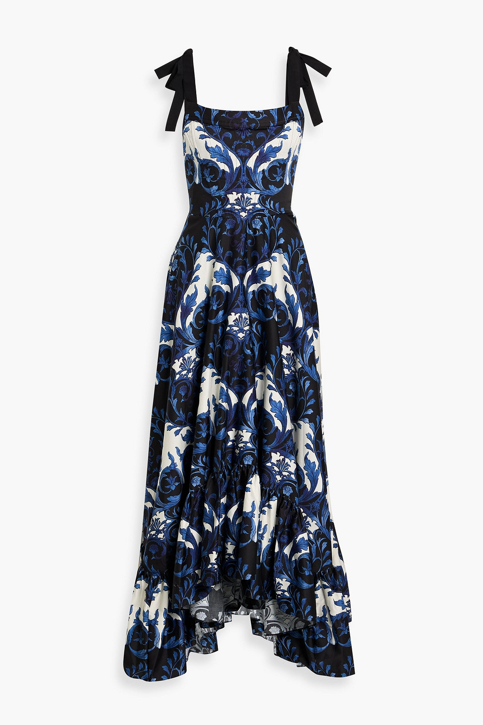 Alice And Olivia Rosalee Printed Cotton-blend Maxi Dress In Blue