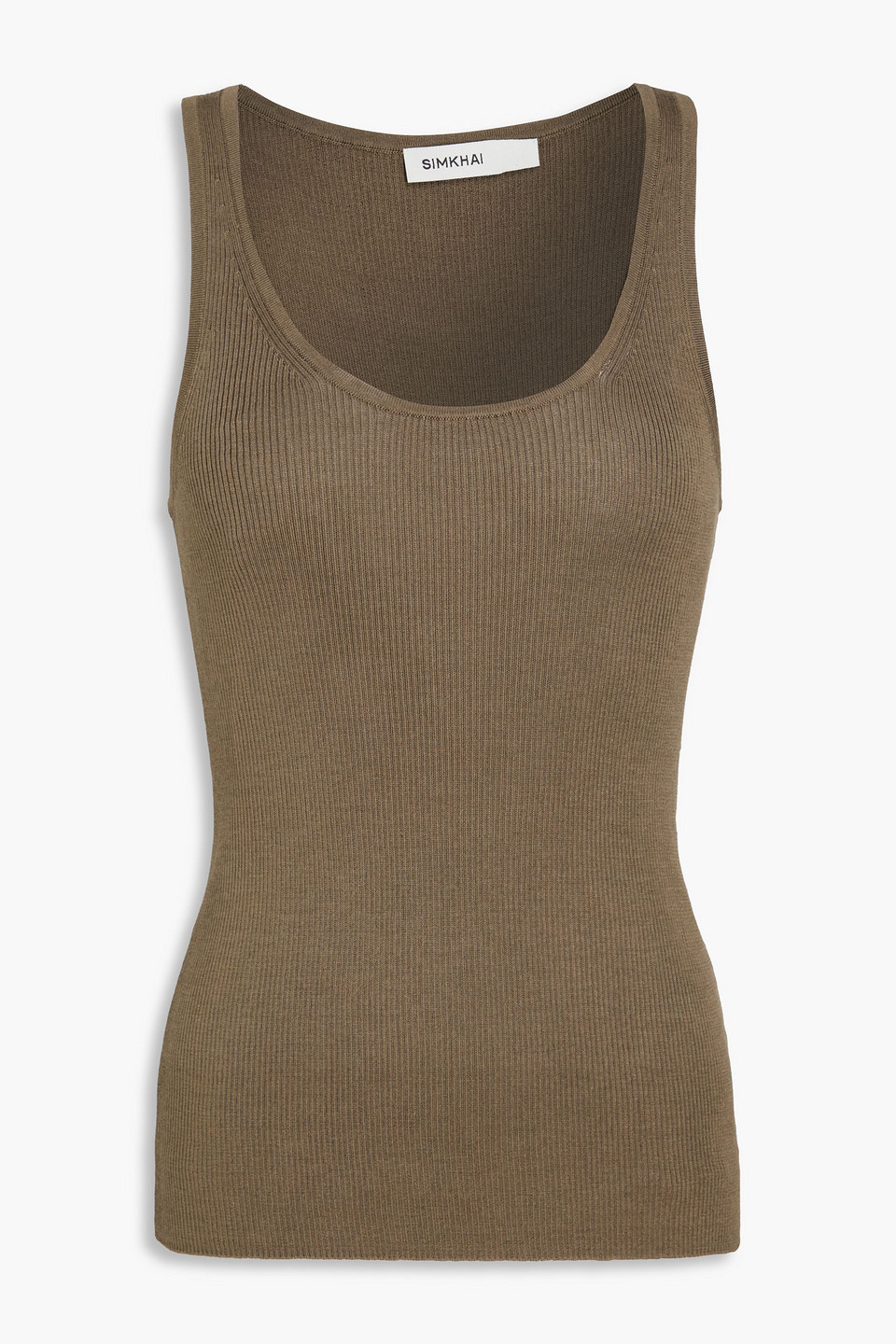Simkhai Kioni Ribbed Silk And Cashmere-blend Tank In Brown