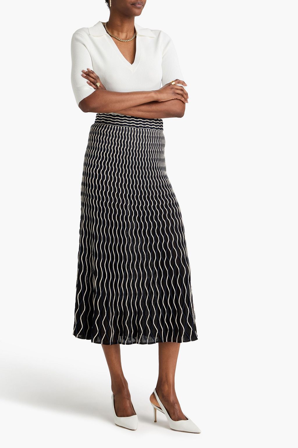 SIMKHAI Aliza jacquard-knit midi skirt | THE OUTNET