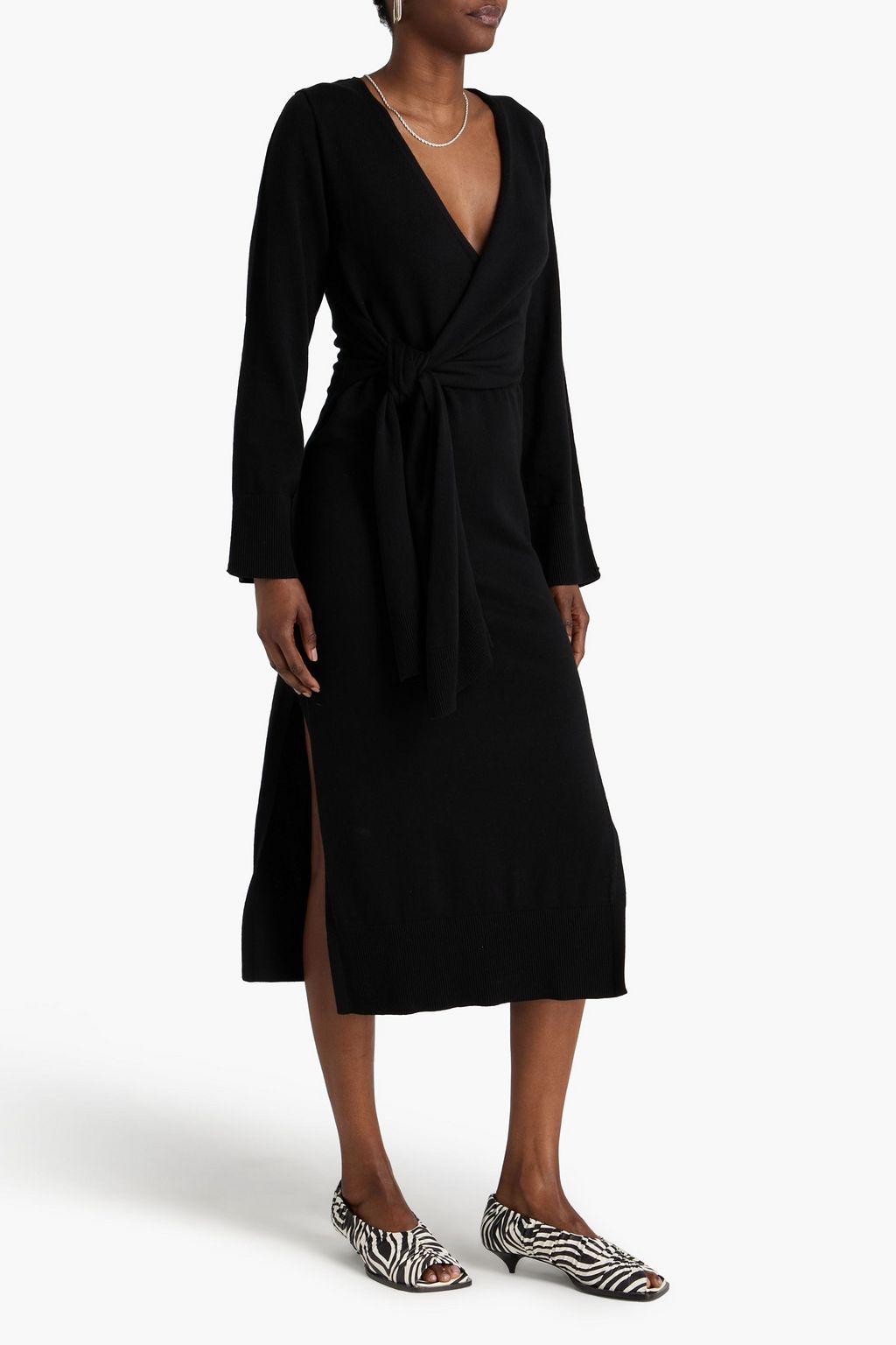 black strapless chiffon dress ZAPAKASA Women Black Chiffon Sheath Formal Dress with Slit Pleated Strapless  Ruched Long Black Tie Dress main image 1