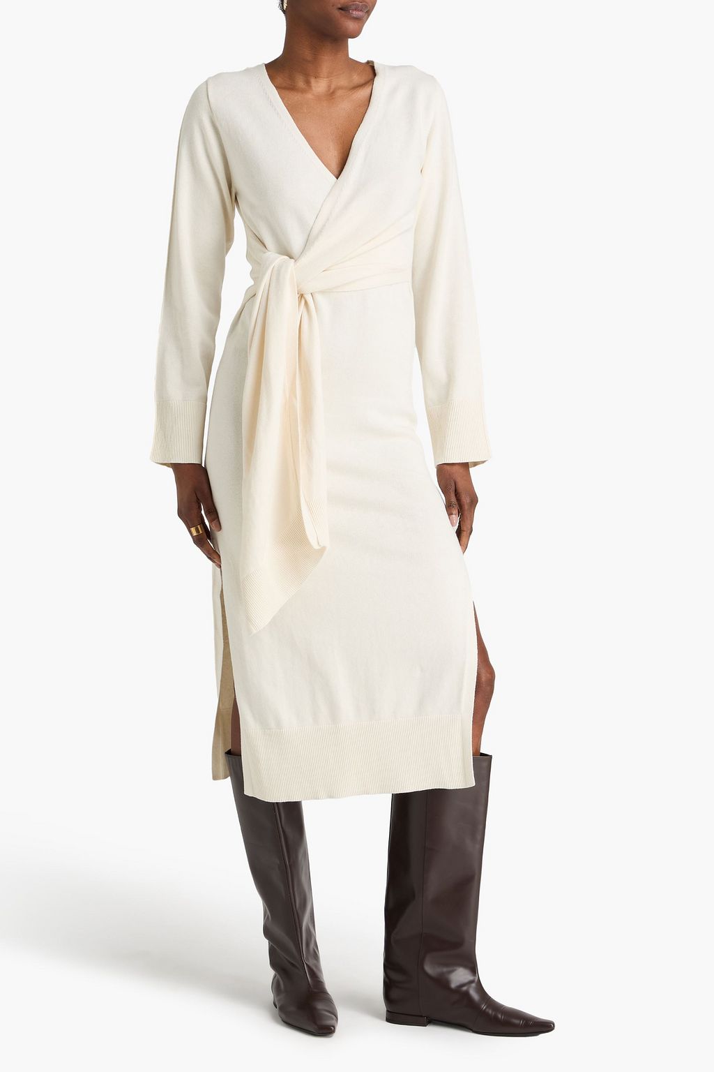 SIMKHAI Lilliana lace-trimmed cotton-blend poplin midi dress | THE OUTNET