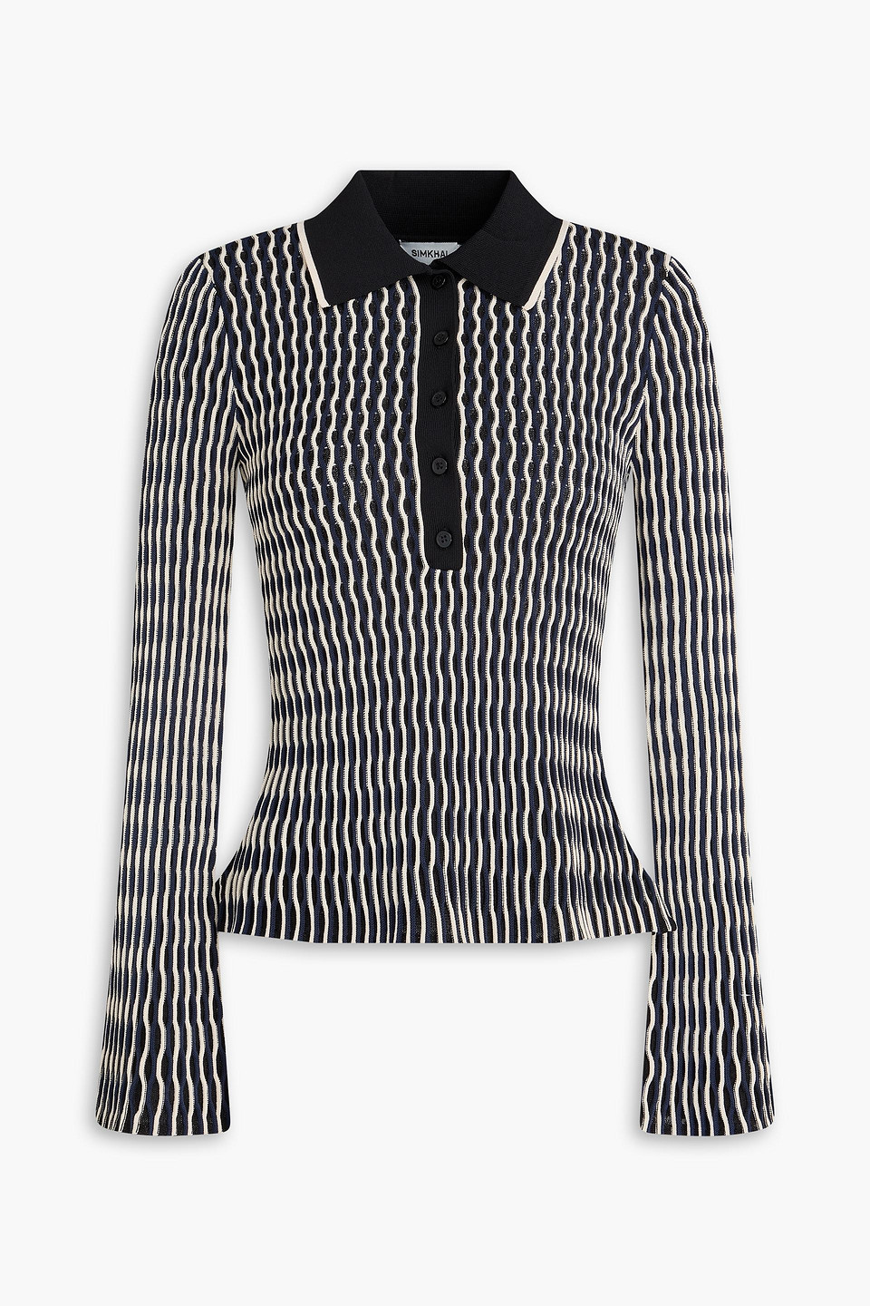 simkhai - coleen striped jacquard-knit top - black - s
