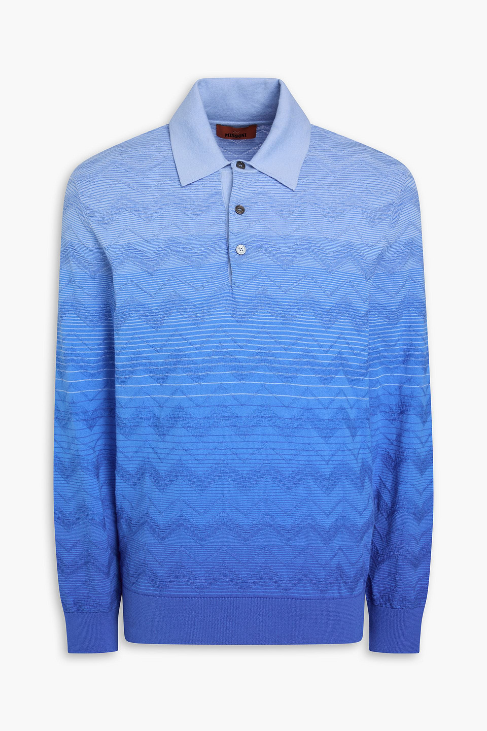missoni - dégradé crochet-knit cotton polo shirt - blue - it 52