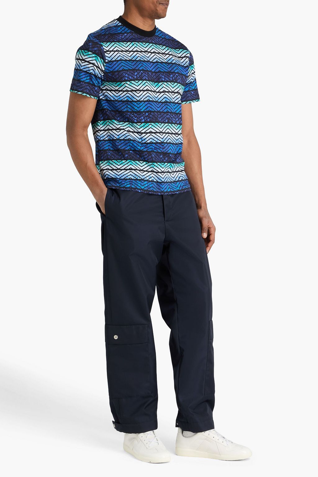 【イタリア製/極上】MISSONI UOMO リネン 半袖シャツ ロイヤルブルー MISSONI Printed cotton-jersey T-shirt | THE OUTNET