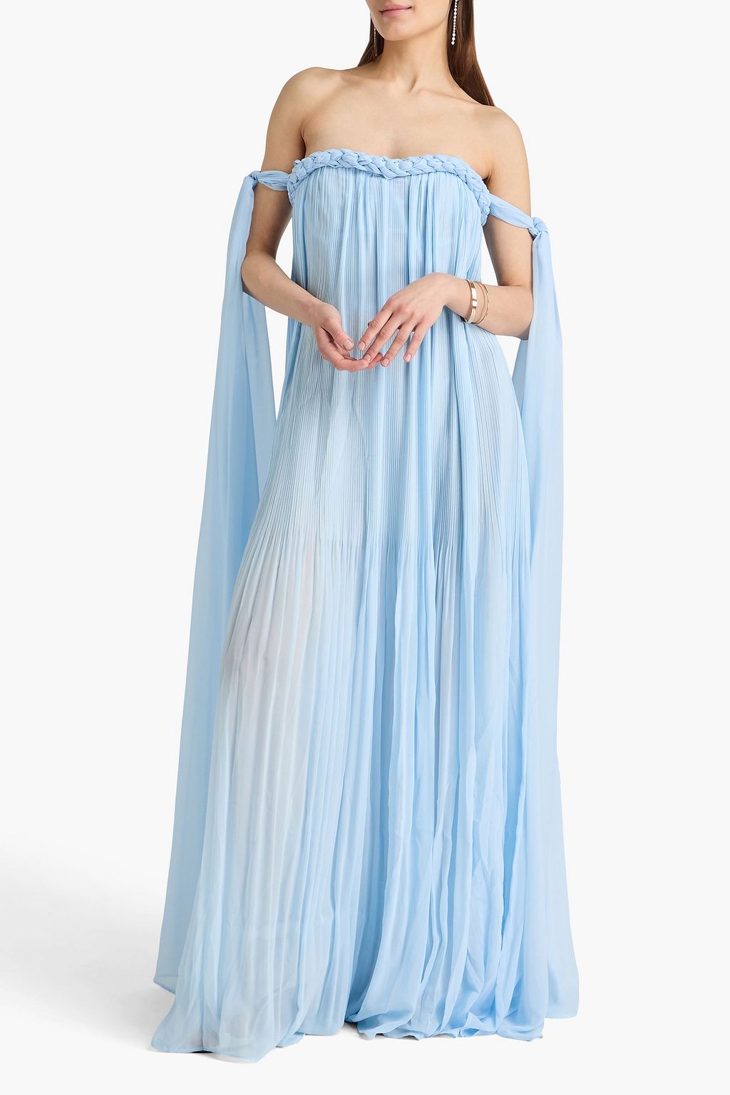Camilla strapless pliss-georgette gown - light blue - UK 10