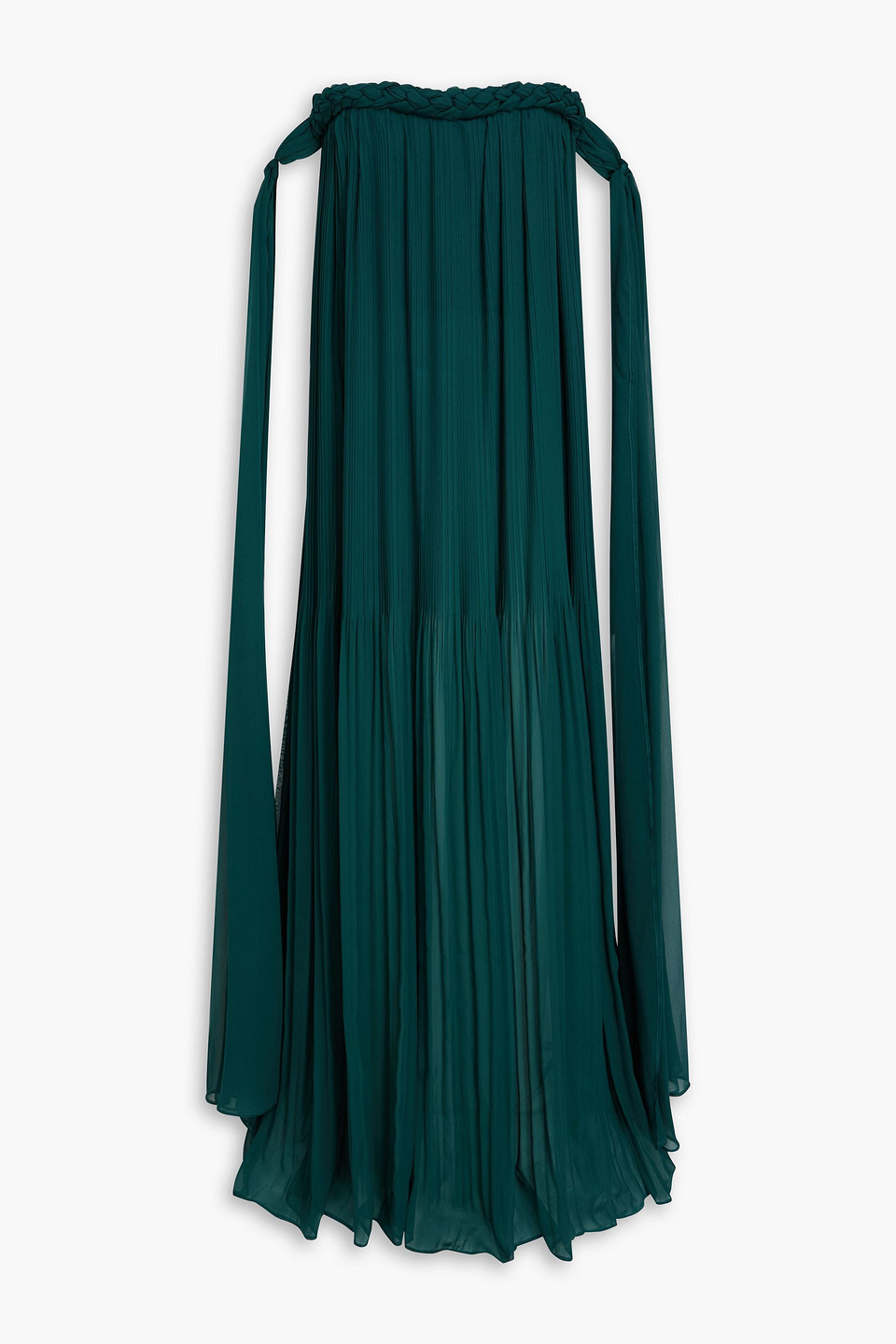 Leo Lin Camilla Strapless Plissé-georgette Gown In Green