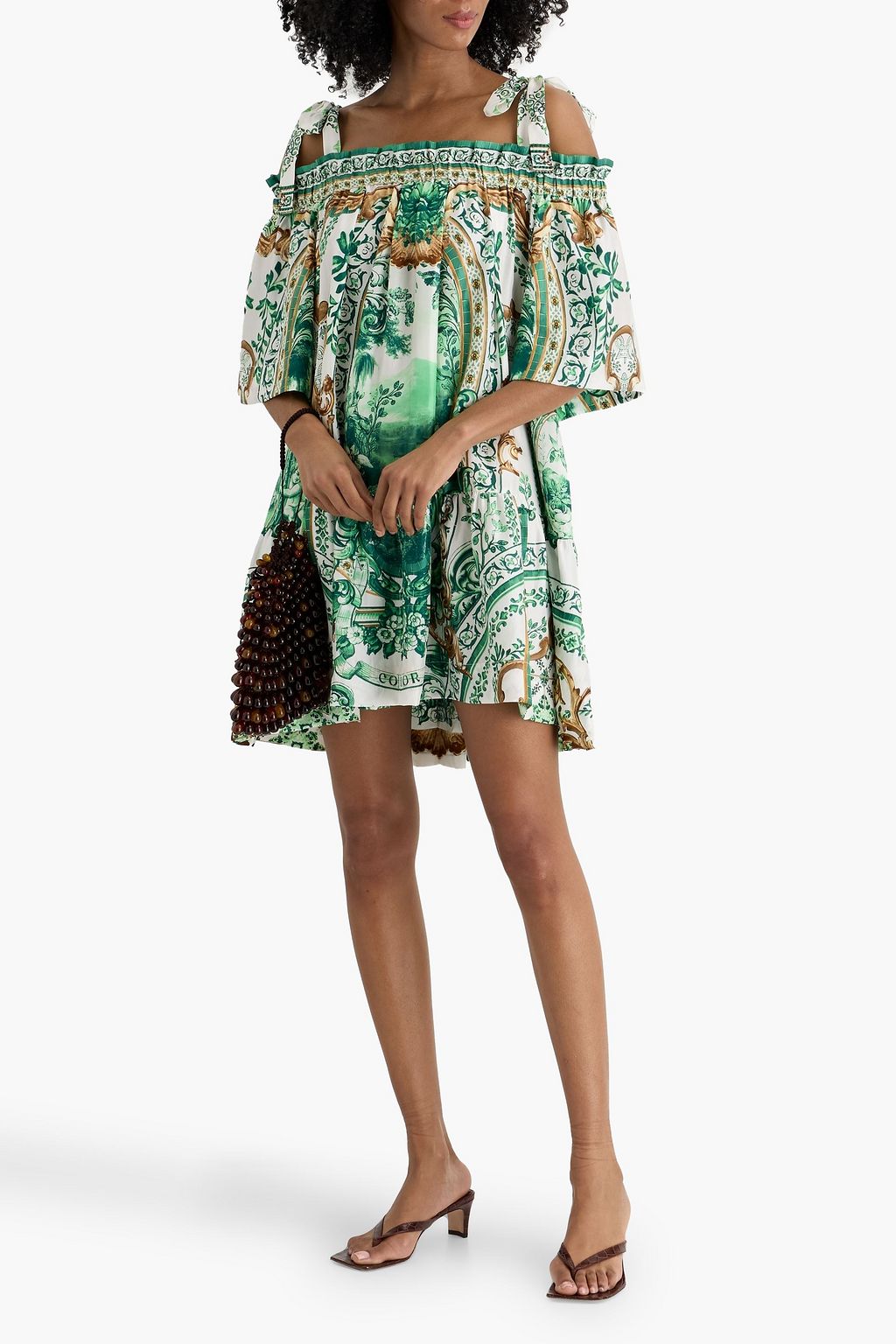 camilla silk mini dress Camilla Button-Front Frill Tiered Silk Mini Dress