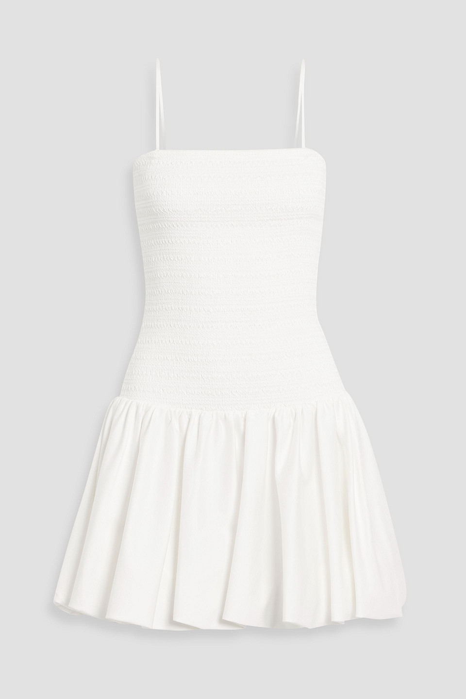 alice olivia - arden shirred cotton-blend poplin mini dress - white - us 8