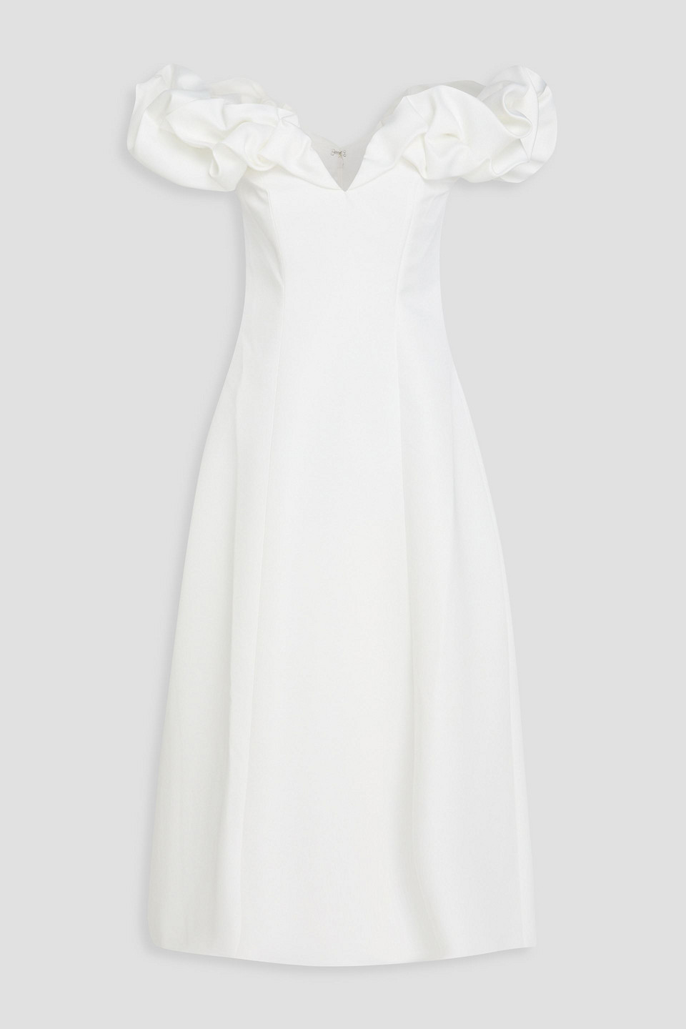 Leo Lin Annie Off-the-shoulder Satin Midi Dress In White