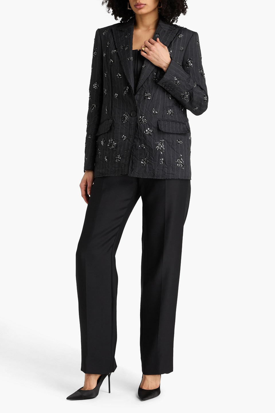  Simkhai - Embellished Herringbone Tweed Blazer - Gray - Us 4 
