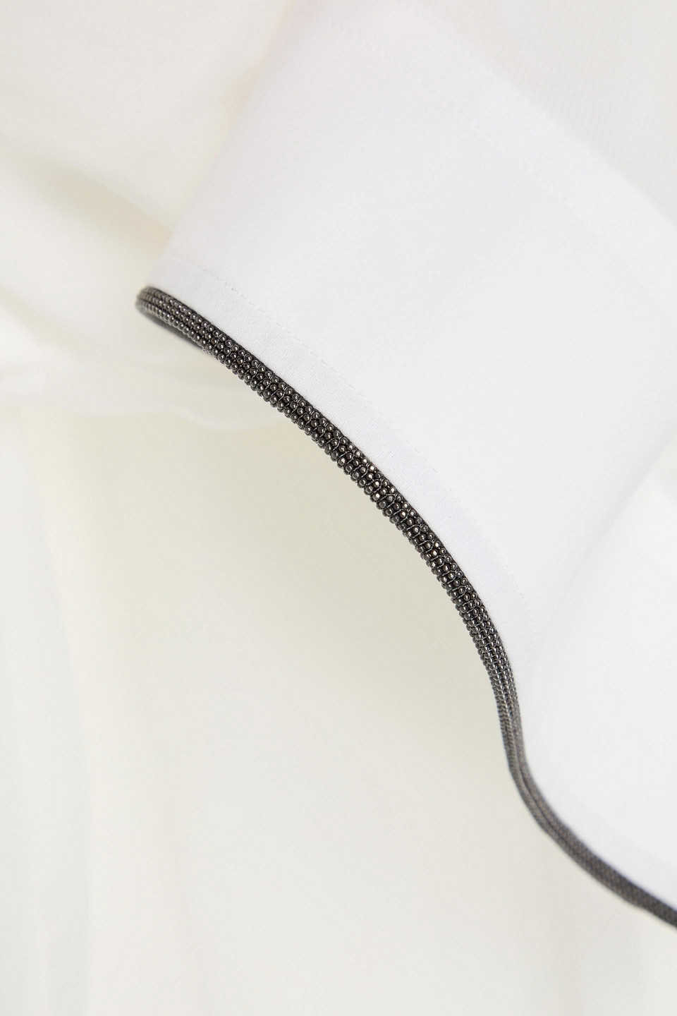 Brunello Cucinelli Oversized White Shirt With Contrasting Hem In Cotton Blend Woman In White