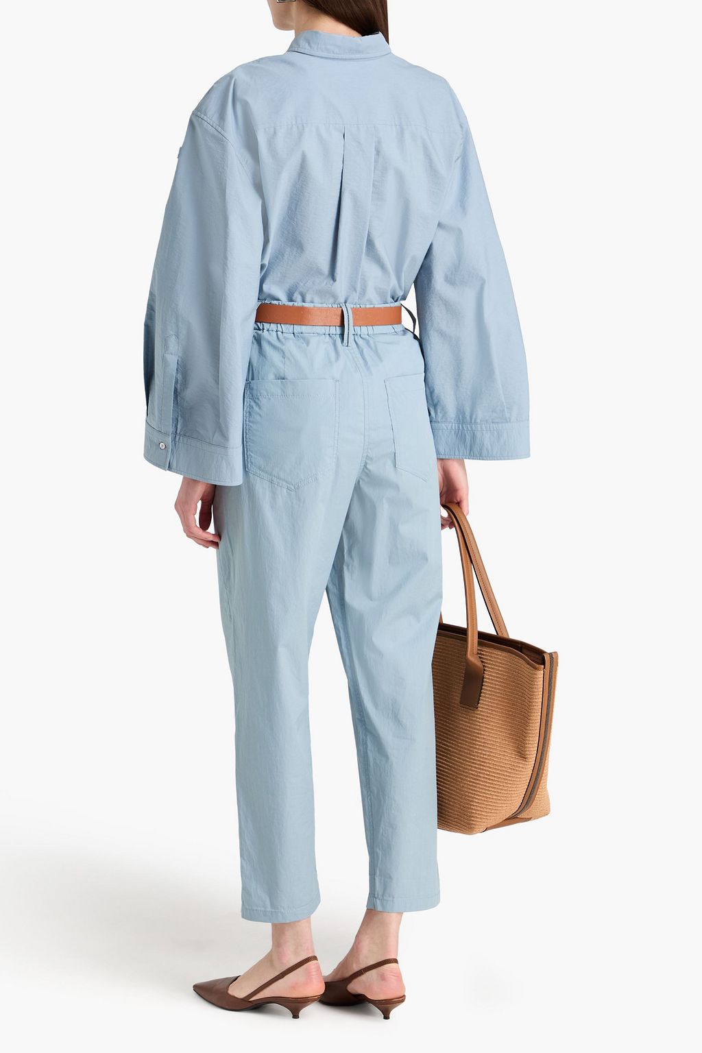 BRUNELLO CUCINELLI Appliquéd cotton-blend poplin shirt | THE OUTNET