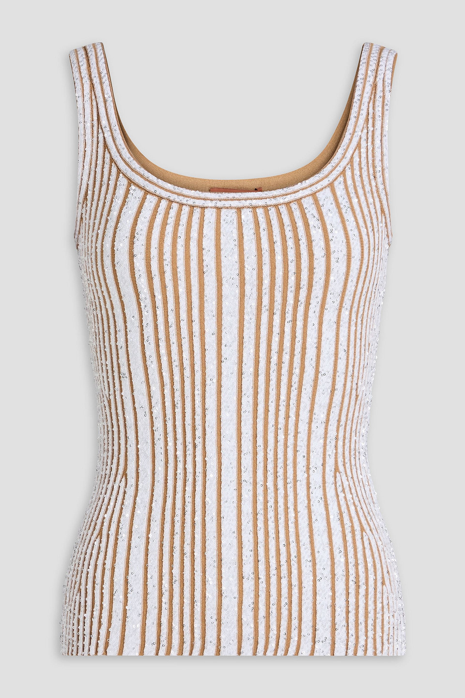 Missoni Striped Sequin-embellished Ribbed-knit Tank In Brown