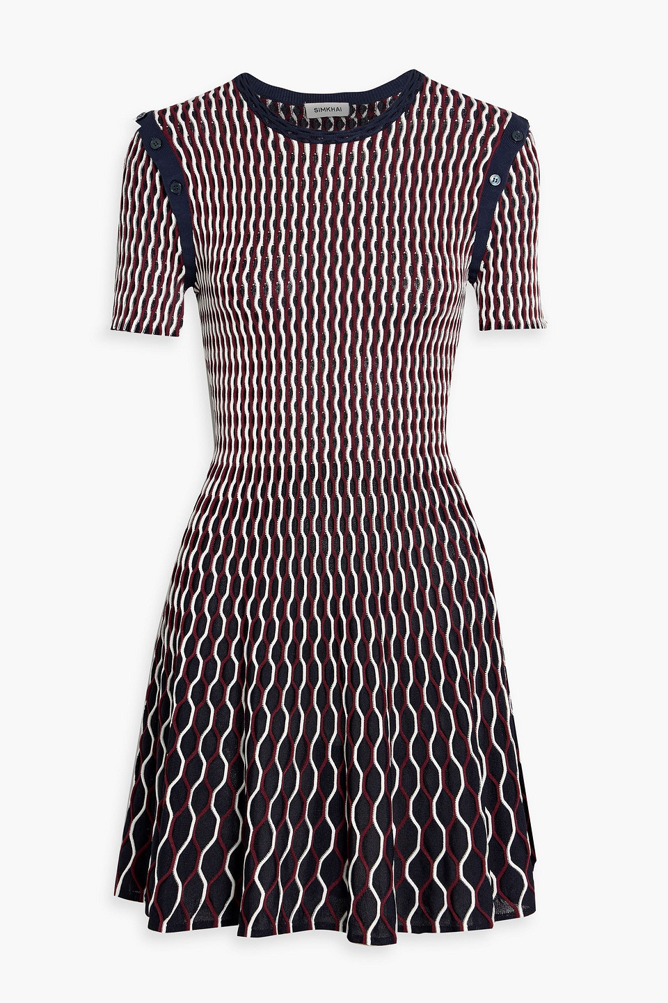 simkhai - baylor striped knitted mini dress - burgundy - xs