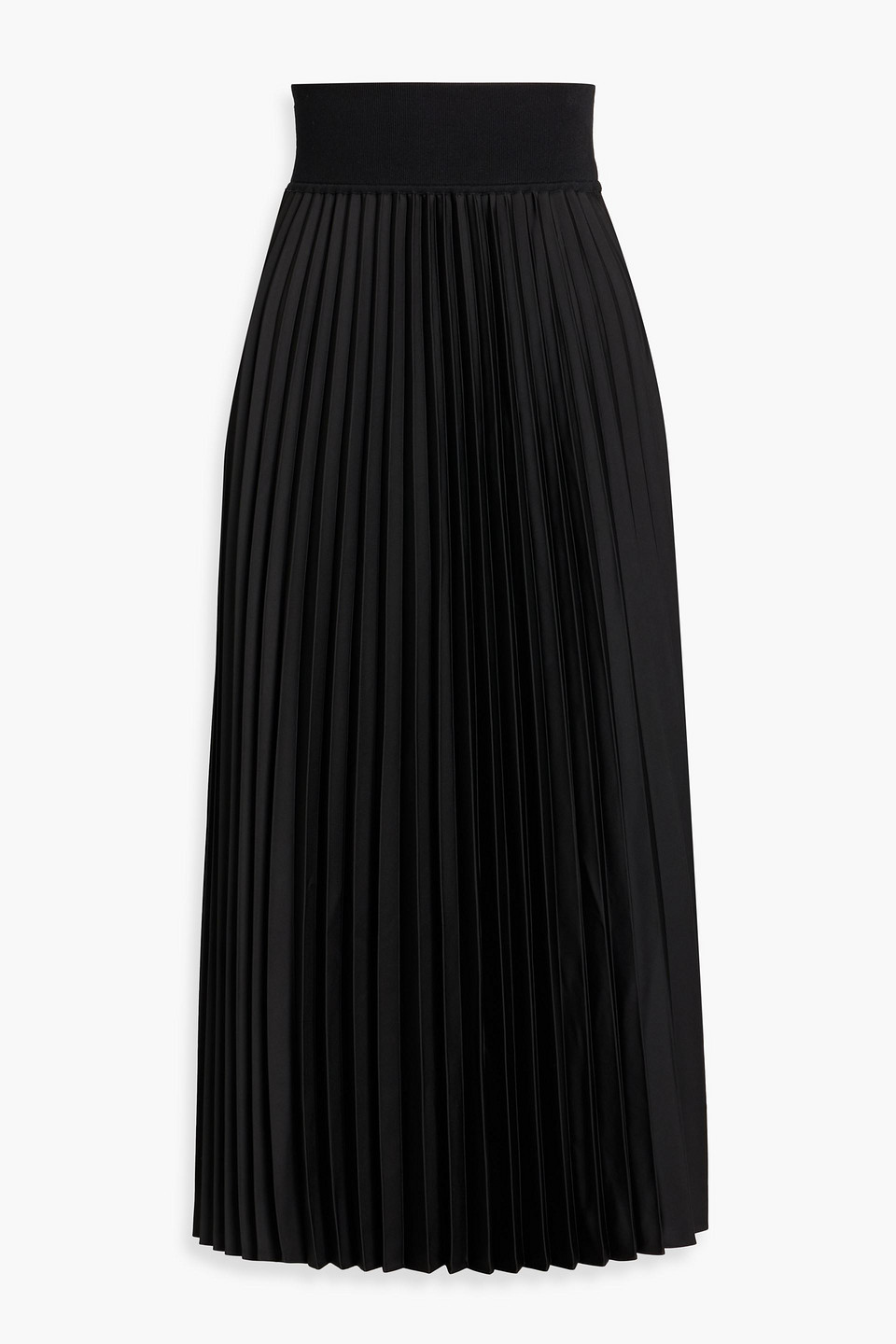 simkhai - melanie pleated satin midi skirt - black - l