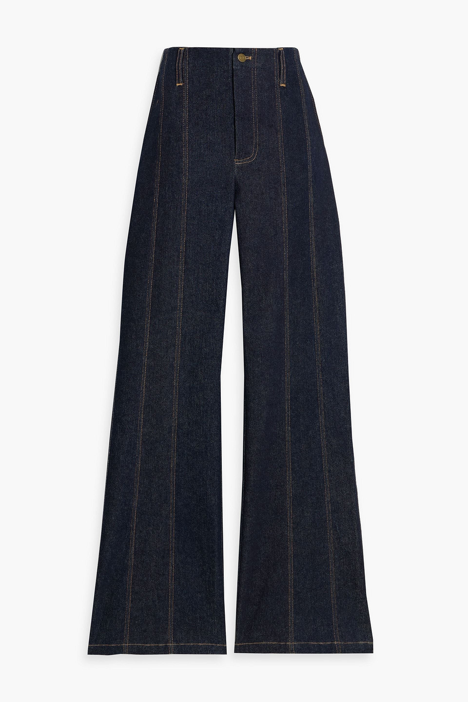 simkhai - ansel paneled high-rise straight-leg jeans - blue - 27
