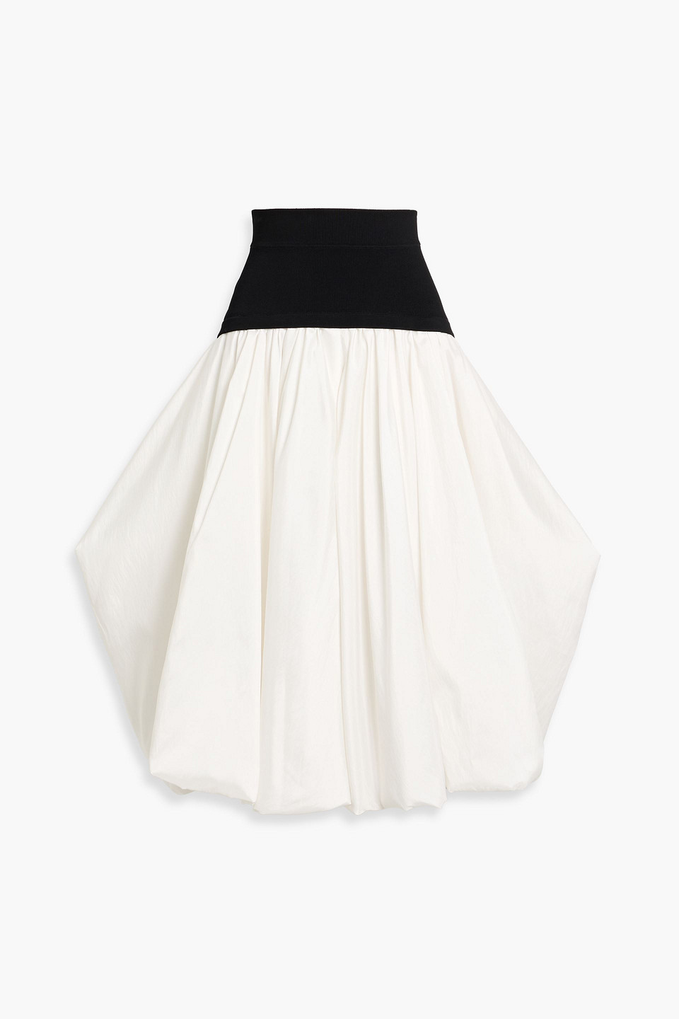 Simkhai Corrin Ribbed-knit And Cotton-poplin Midi Skirt In White