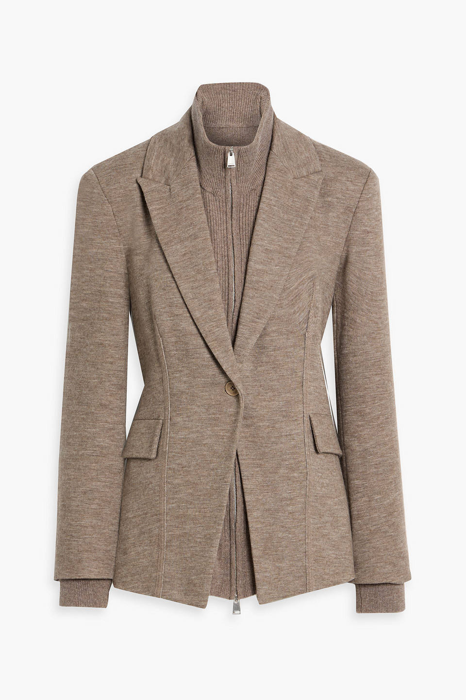 simkhai - auden layered jersey and ribbed-knit blazer - neutral - us 10