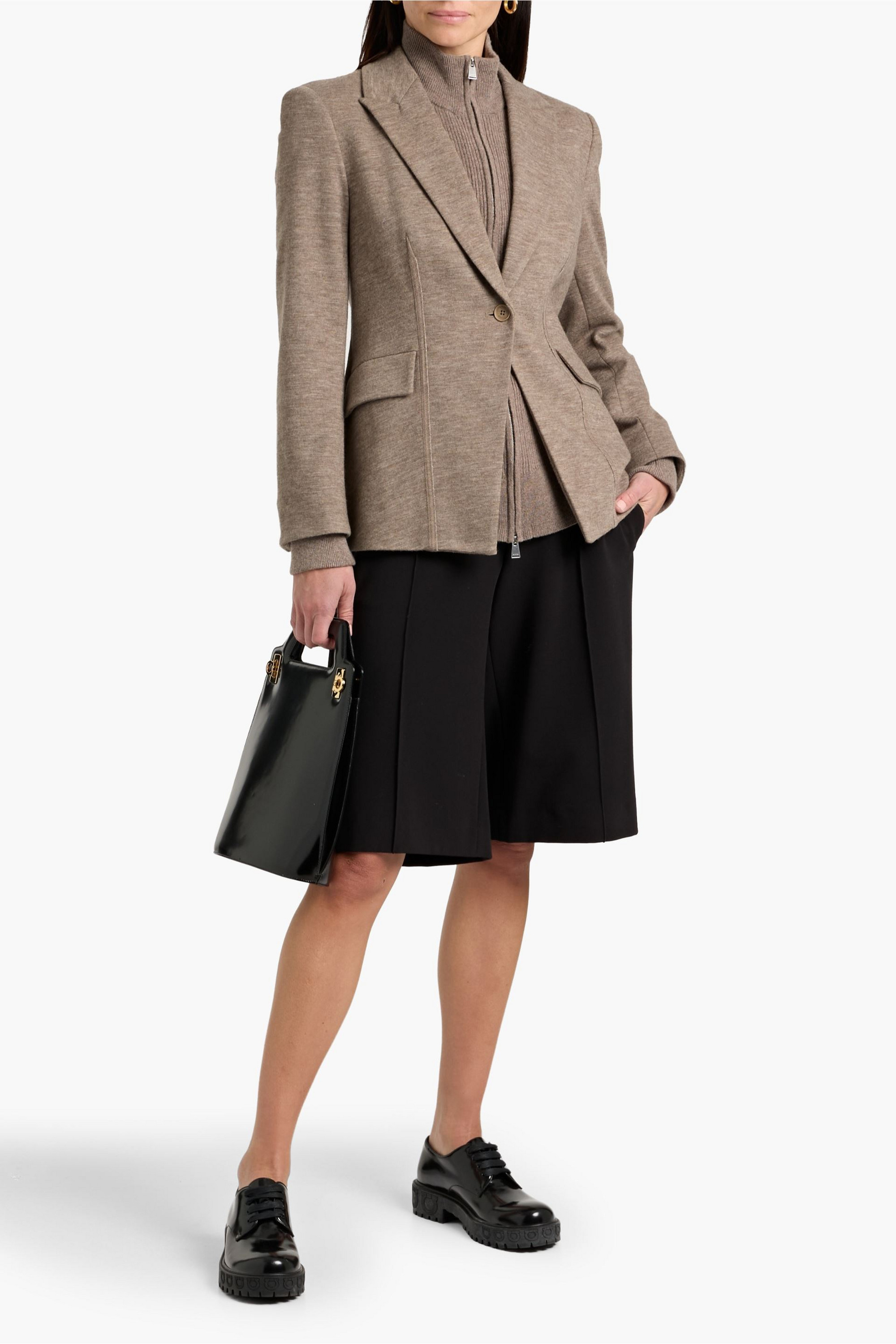 SIMKHAI Auden layered jersey and ribbed-knit blazer