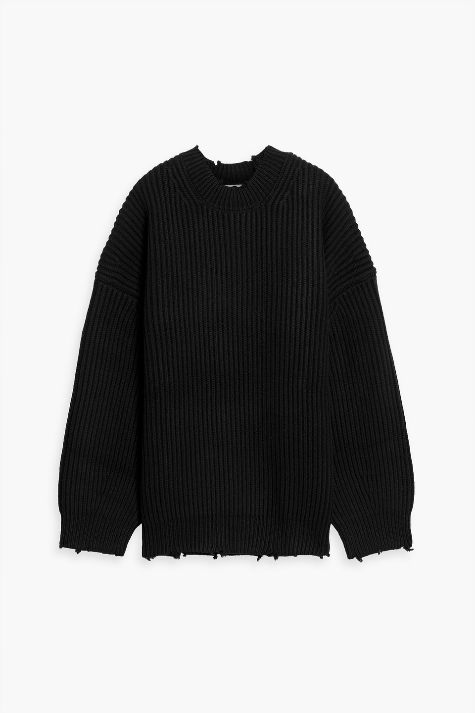 simkhai - willa distressed ribbed wool sweater - black - s