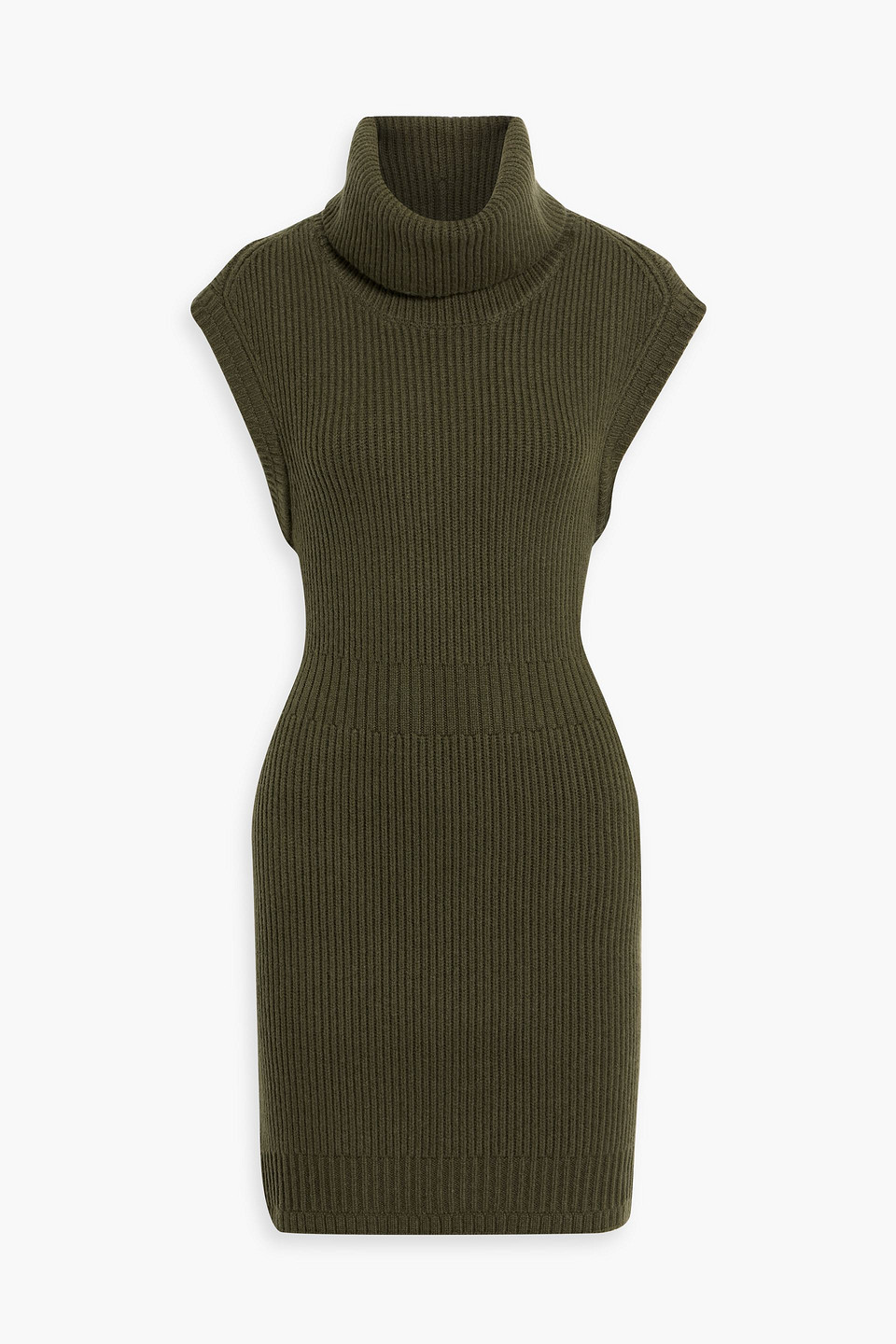 simkhai - albanie ribbed wool-blend turtleneck mini dress - green - xs