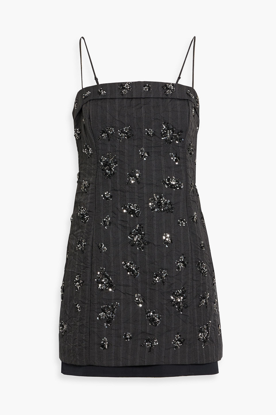 simkhai - anden embellished striped woven mini dress - gray - us 2