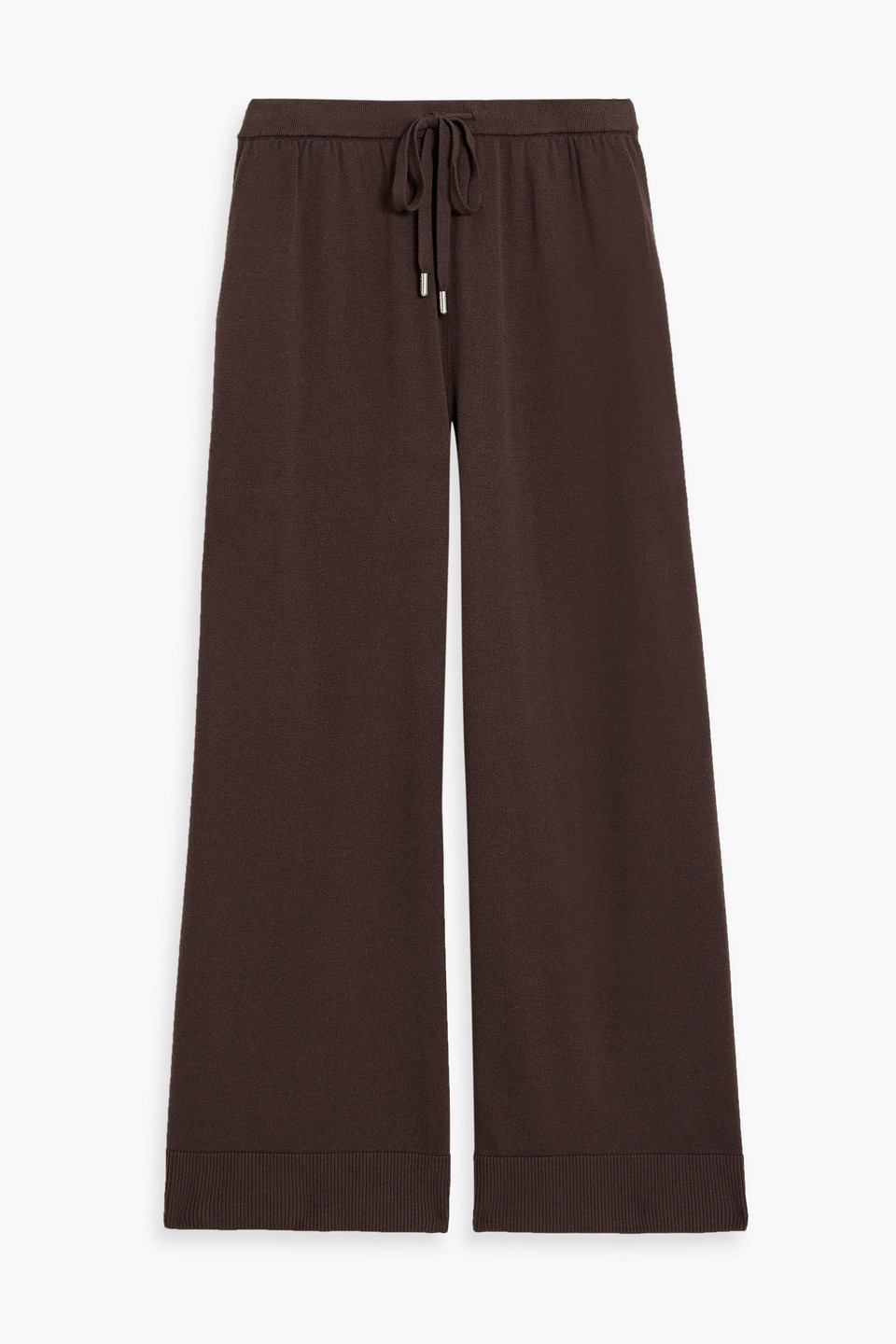 simkhai - celine cotton and cashmere-blend wide-leg pants - brown - l