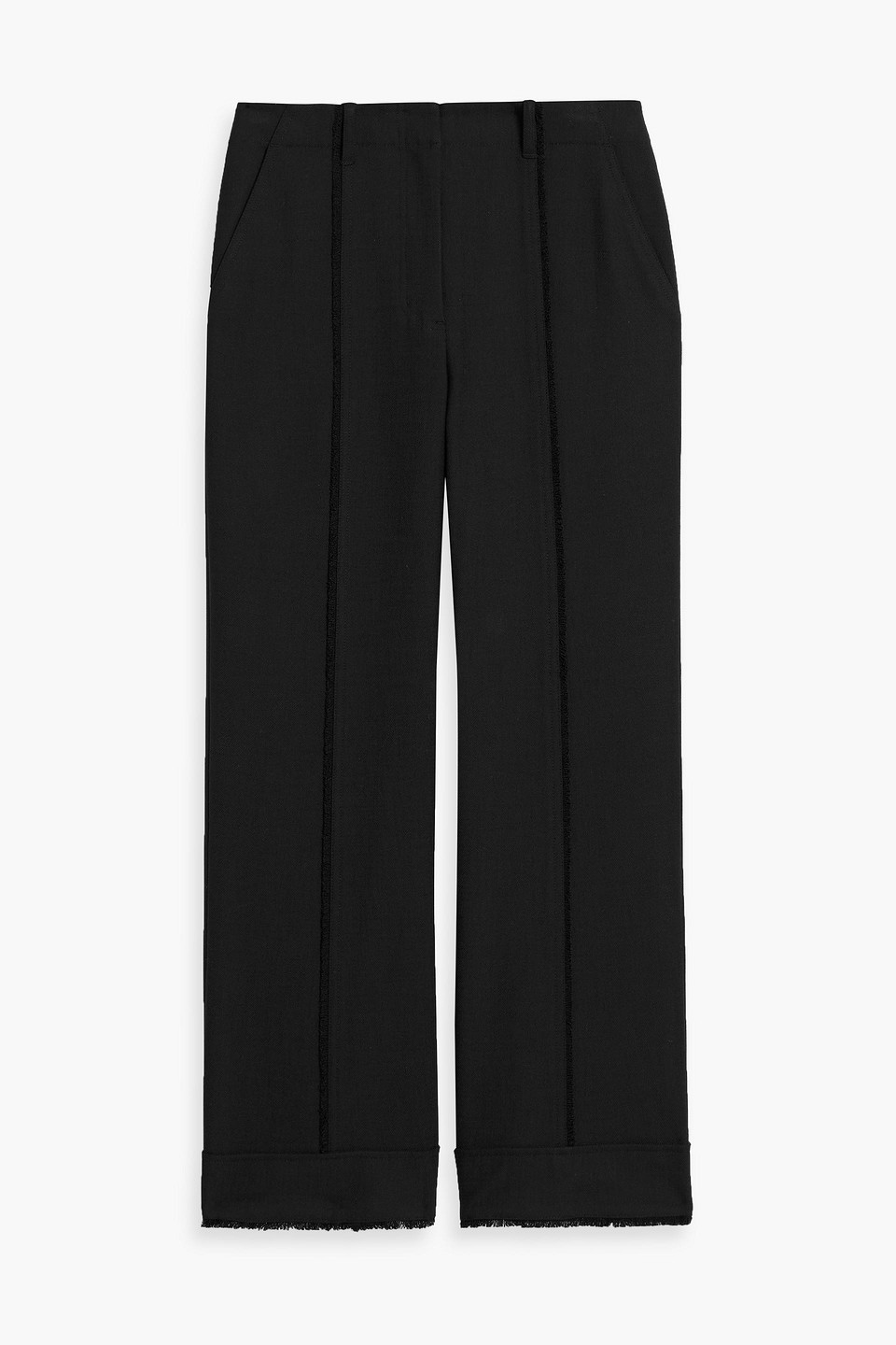 simkhai - sully cropped frayed twill wide-leg pants - black - us 4