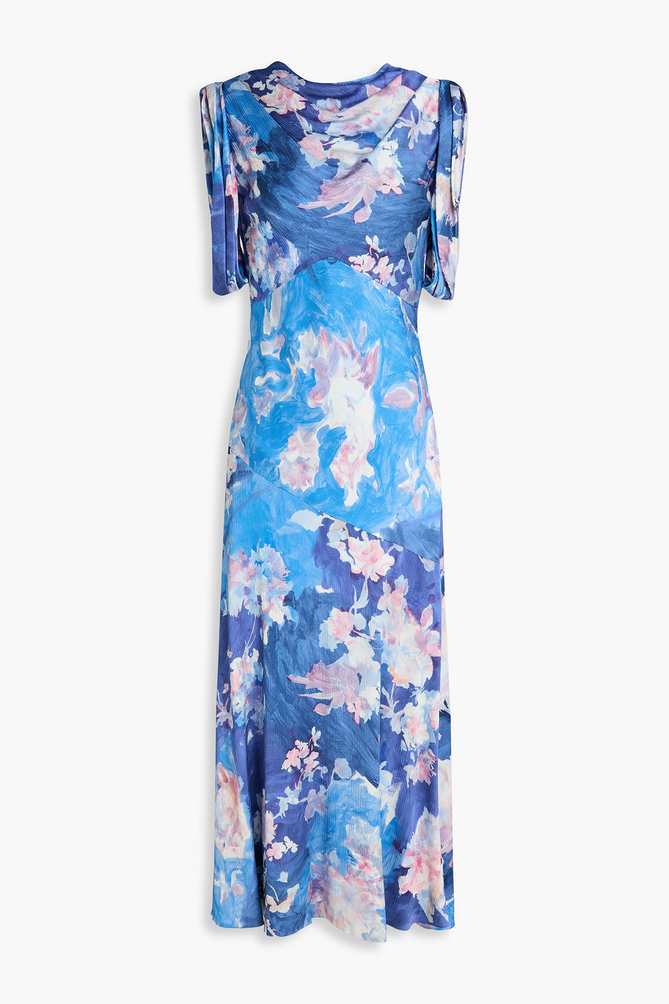 erdem - floral-print crepon midi dress - blue - uk 16