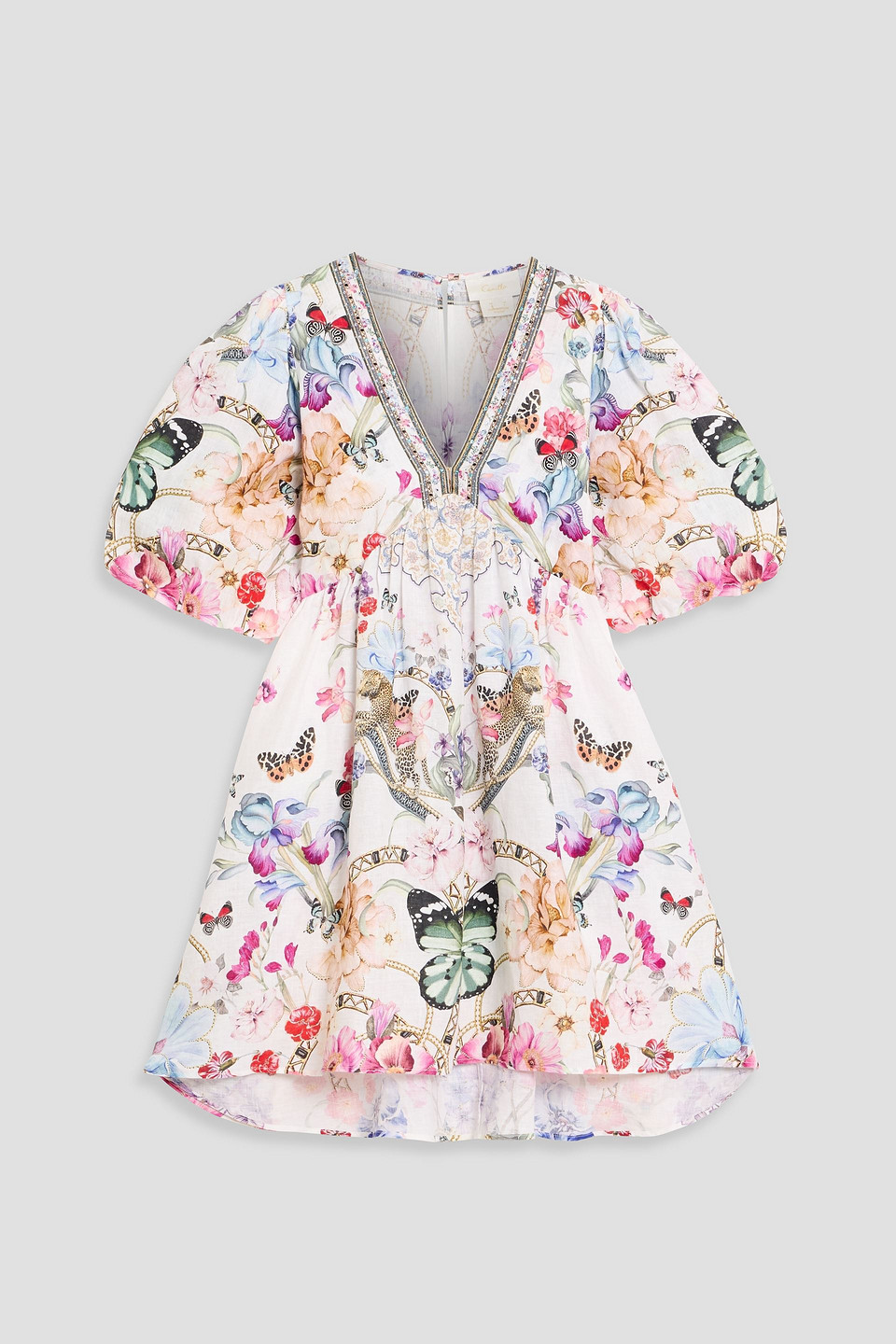 camilla - crystal-embellished linen mini dress - multicolor - l