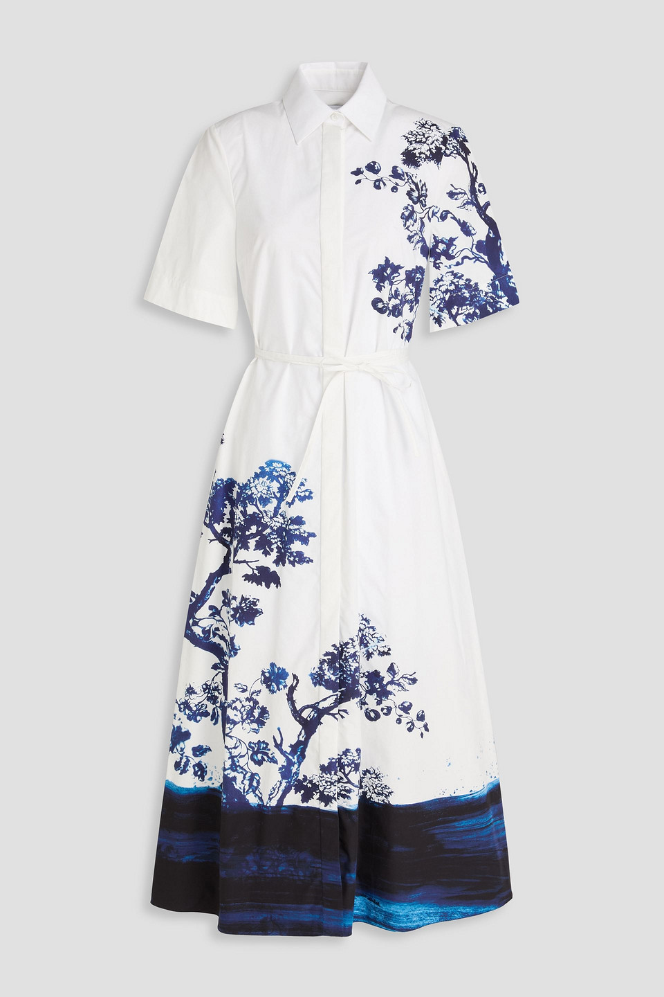erdem - printed cotton-poplin midi shirt dress - white - uk 6
